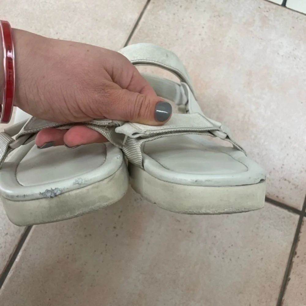 VINCE Carver Canvas-trimmed Faux Suede And Leather Sandals In White SIZE 11